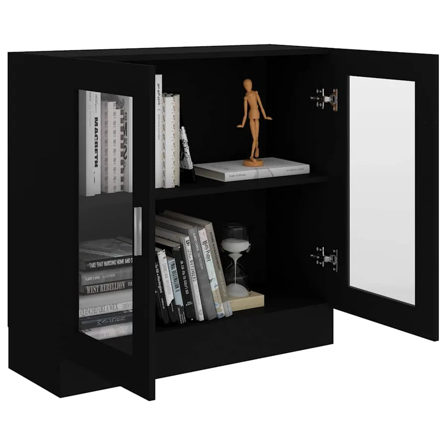 Armoire à vitrine noir 82,5x30,5x80 cm Bois d'ingénierie - 7