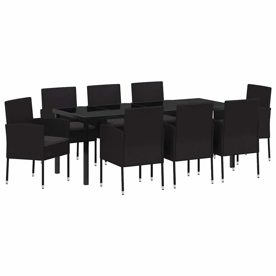 Ensemble de salle à manger pour jardin 9 pcs Noir polyrotin - 2