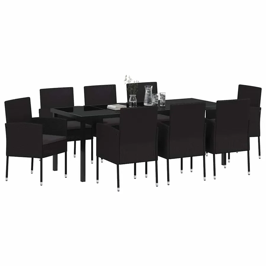 Ensemble de salle à manger pour jardin 9 pcs Noir polyrotin - 3