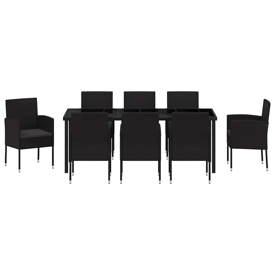 Ensemble de salle à manger pour jardin 9 pcs Noir polyrotin - 7