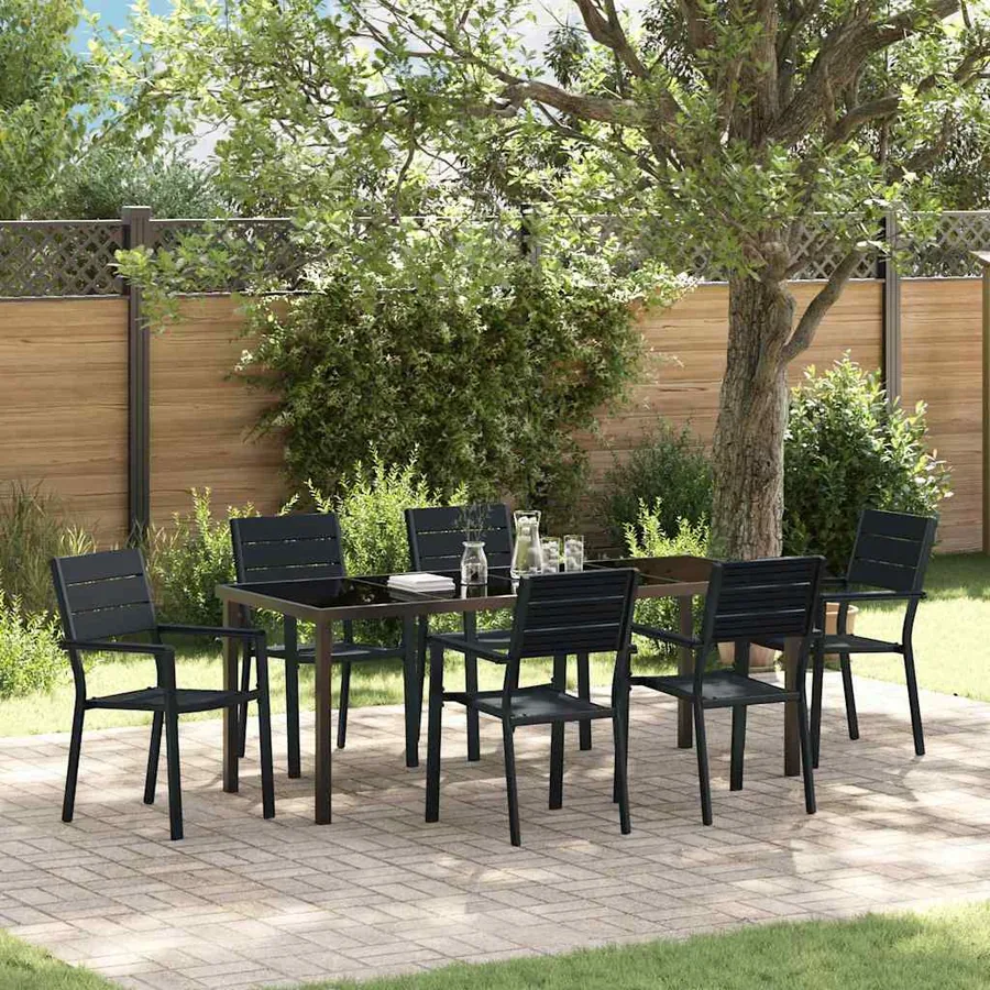 Ensemble de salle à manger pour jardin 7 pcs Noir