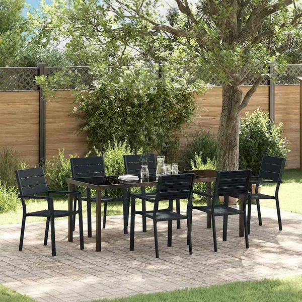Ensemble de salle à manger pour jardin 7 pcs Noir
