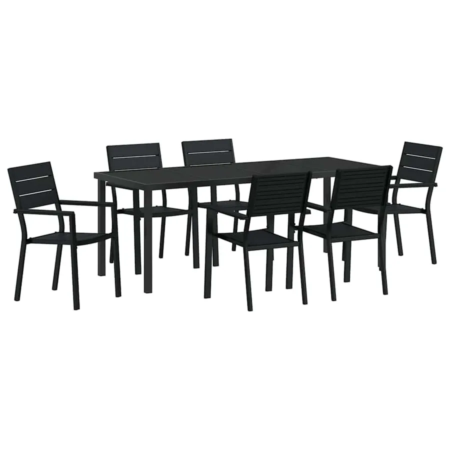 Ensemble de salle à manger pour jardin 7 pcs Noir - 2