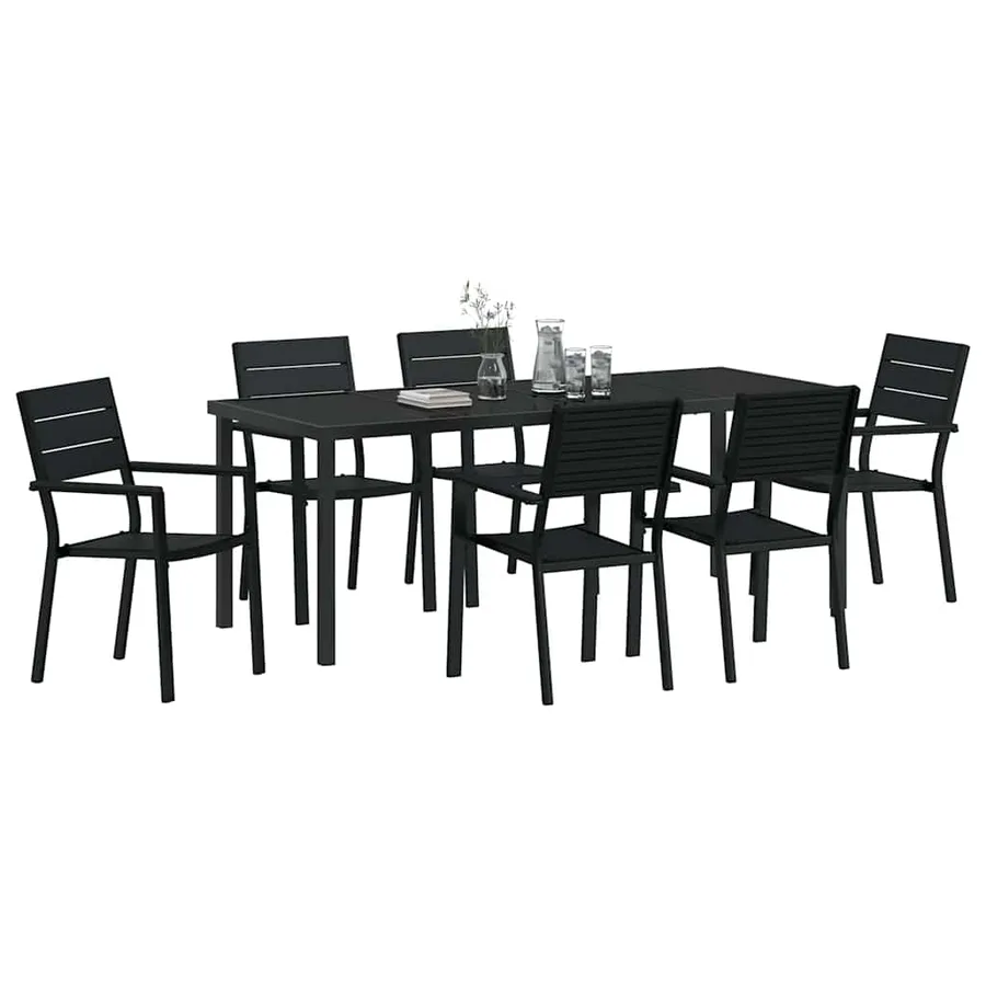 Ensemble de salle à manger pour jardin 7 pcs Noir - 3