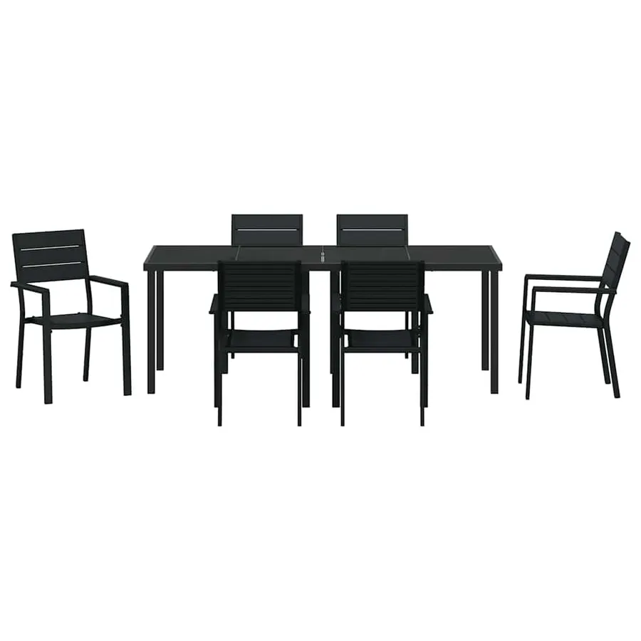 Ensemble de salle à manger pour jardin 7 pcs Noir - 7