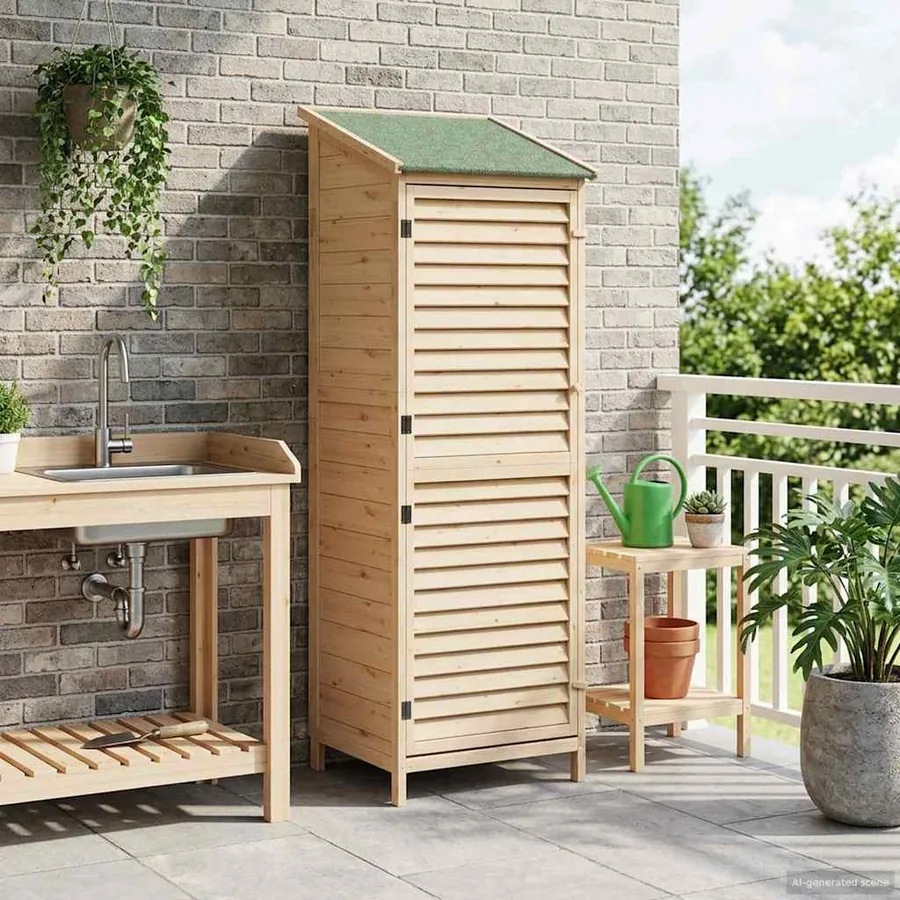 Abri de jardin Naturel 59 x 56 x 176 cm Bois de Sapin Massif