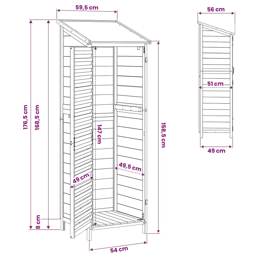 Abri de jardin Naturel 59 x 56 x 176 cm Bois de Sapin Massif - 11