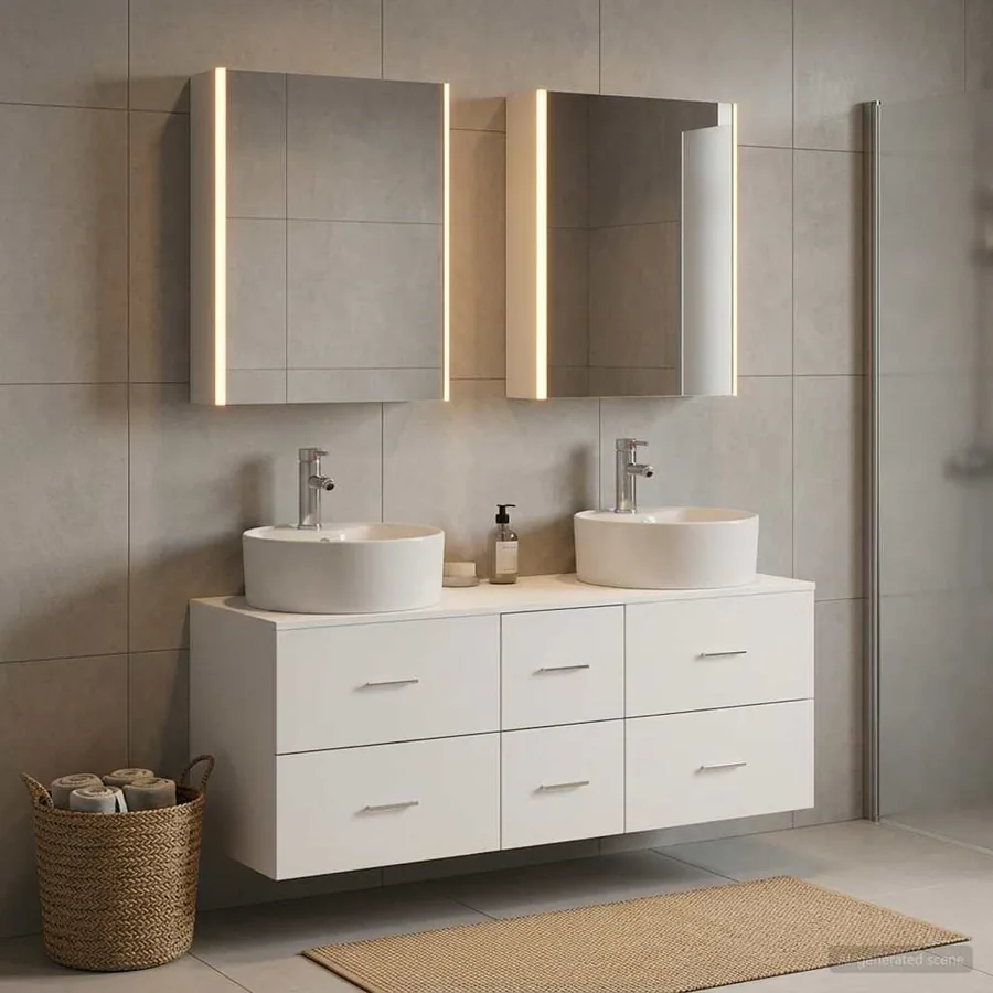 Ensemble de mobilier de salle de bain 5 pcs Blanc