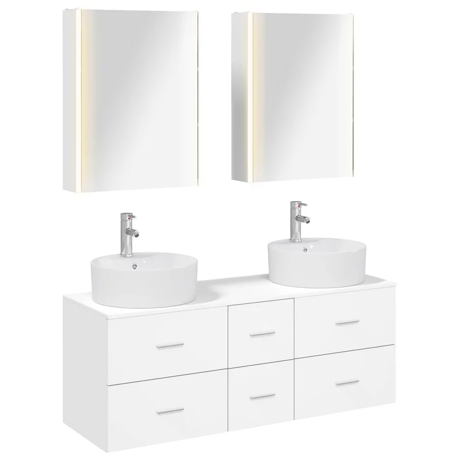Ensemble de mobilier de salle de bain 5 pcs Blanc - 2