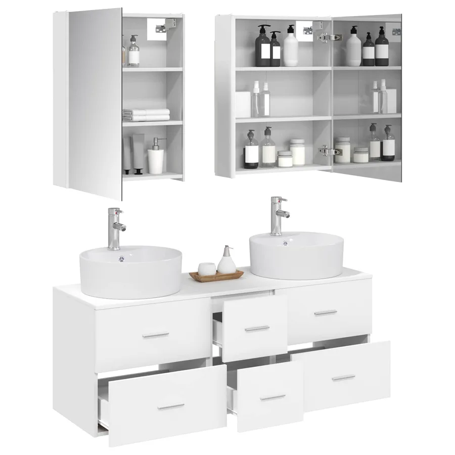 Ensemble de mobilier de salle de bain 5 pcs Blanc - 3