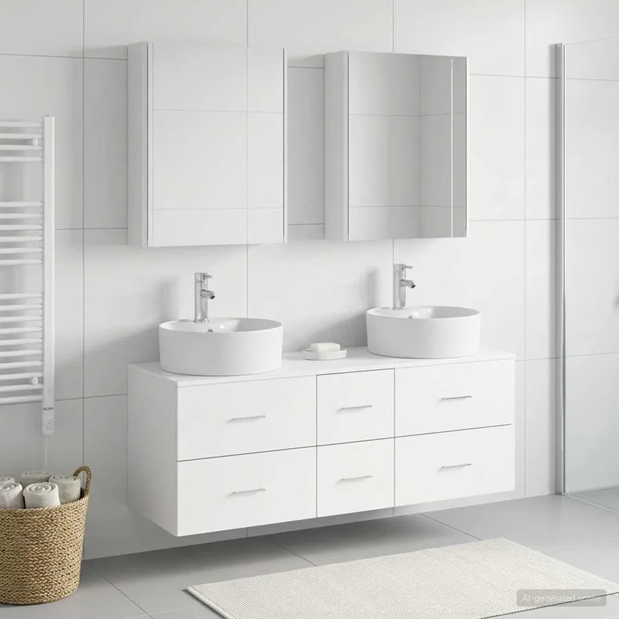 Ensemble de mobilier de salle de bain 5 pcs Blanc - 4