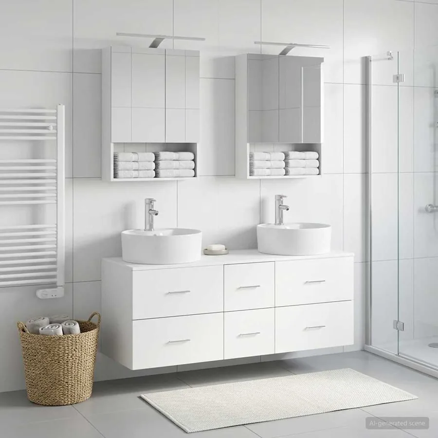 Ensemble de mobilier de salle de bain 5 pcs Blanc
