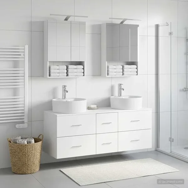 Ensemble de mobilier de salle de bain 5 pcs Blanc