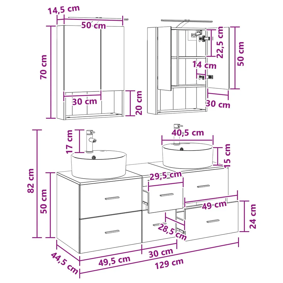 Ensemble de mobilier de salle de bain 5 pcs Blanc - 14