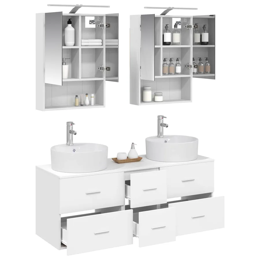 Ensemble de mobilier de salle de bain 5 pcs Blanc - 3