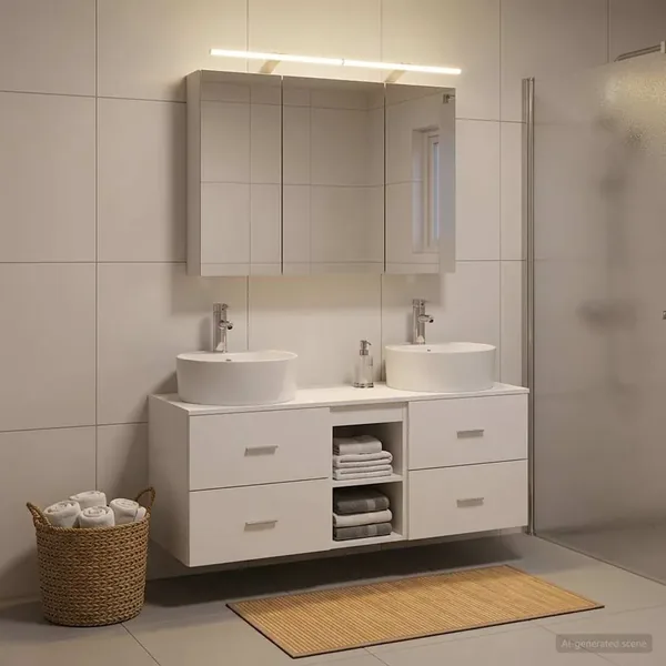 Ensemble de mobilier de salle de bain 4 pcs Blanc