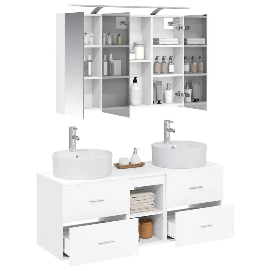 Ensemble de mobilier de salle de bain 4 pcs Blanc - 3