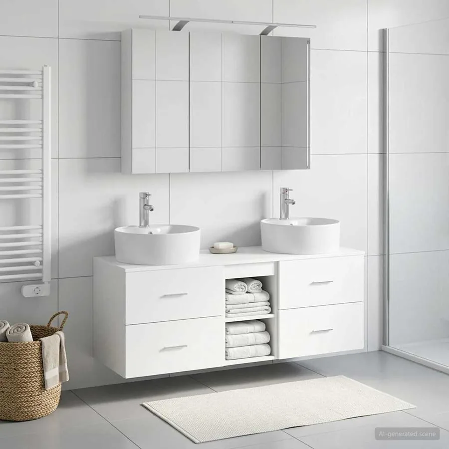 Ensemble de mobilier de salle de bain 4 pcs Blanc - 4