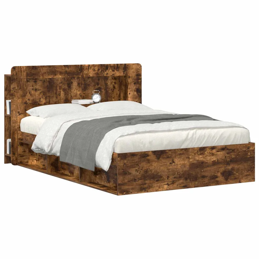 Cabinet de Tête de Lit Chêne fumé Bois d’ingénierie - 3