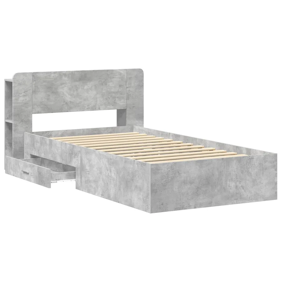 Cadre de lit avec rangement Gris béton 75 x 190 cm - 3