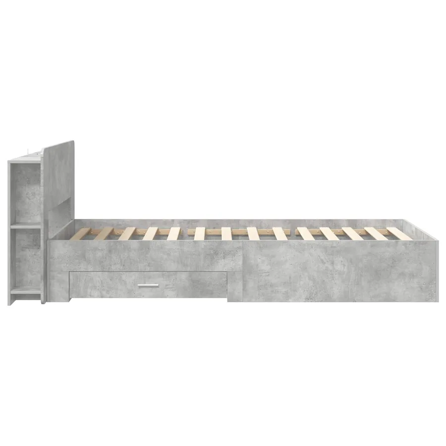 Cadre de lit avec rangement Gris béton 75 x 190 cm - 4