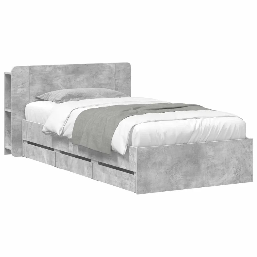 Cadre de lit avec rangement Gris béton 75 x 190 cm - 2