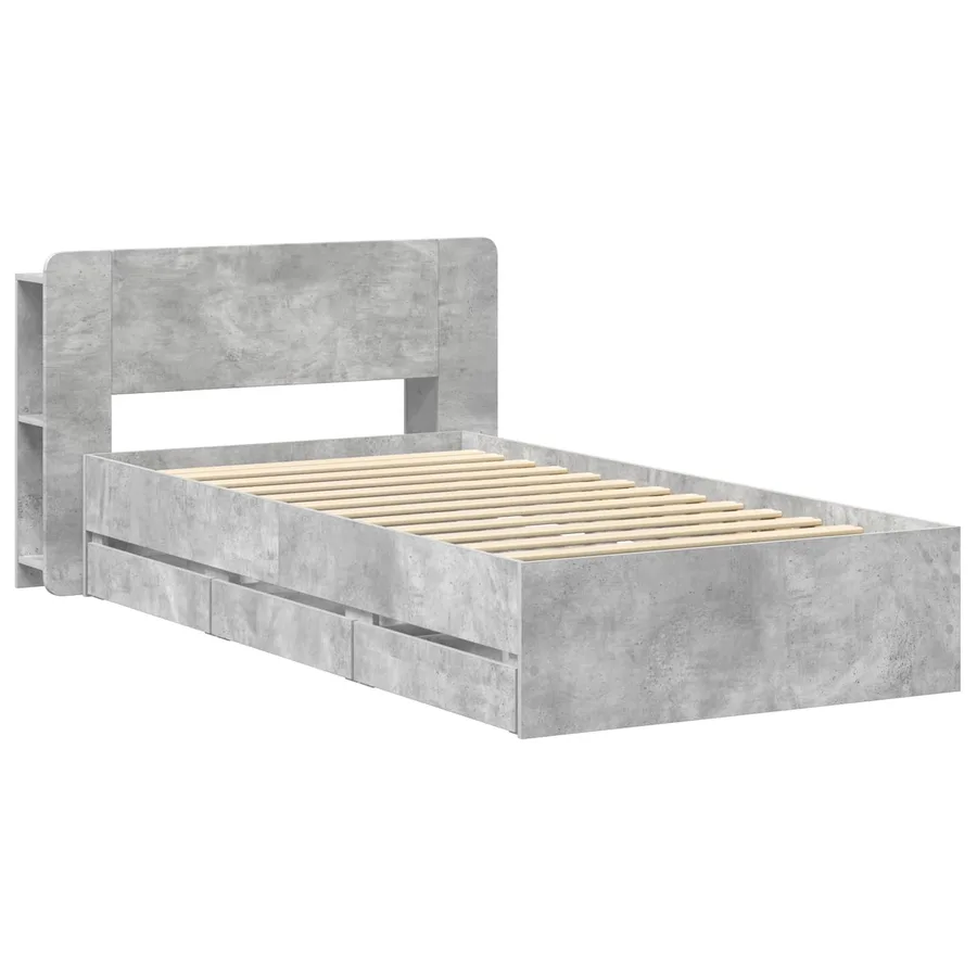 Cadre de lit avec rangement Gris béton 75 x 190 cm - 3