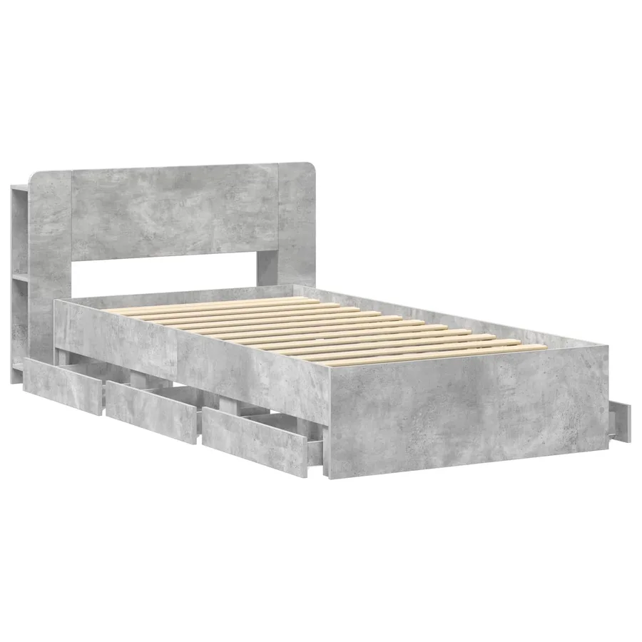 Cadre de lit avec rangement Gris béton 75 x 190 cm - 4