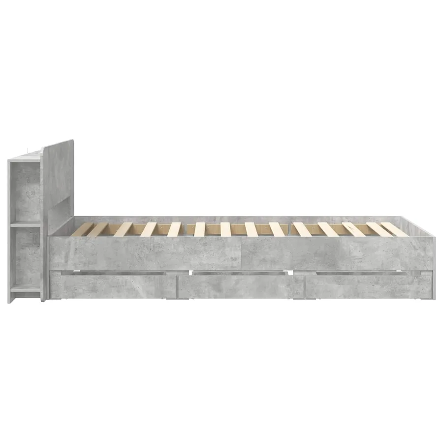 Cadre de lit avec rangement Gris béton 75 x 190 cm - 5