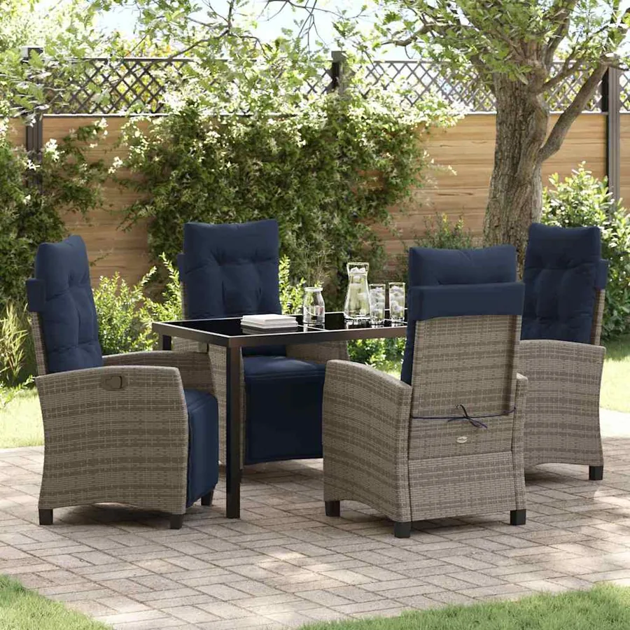 Ensemble de salle à manger pour jardin 5 pcs Gris polyrotin