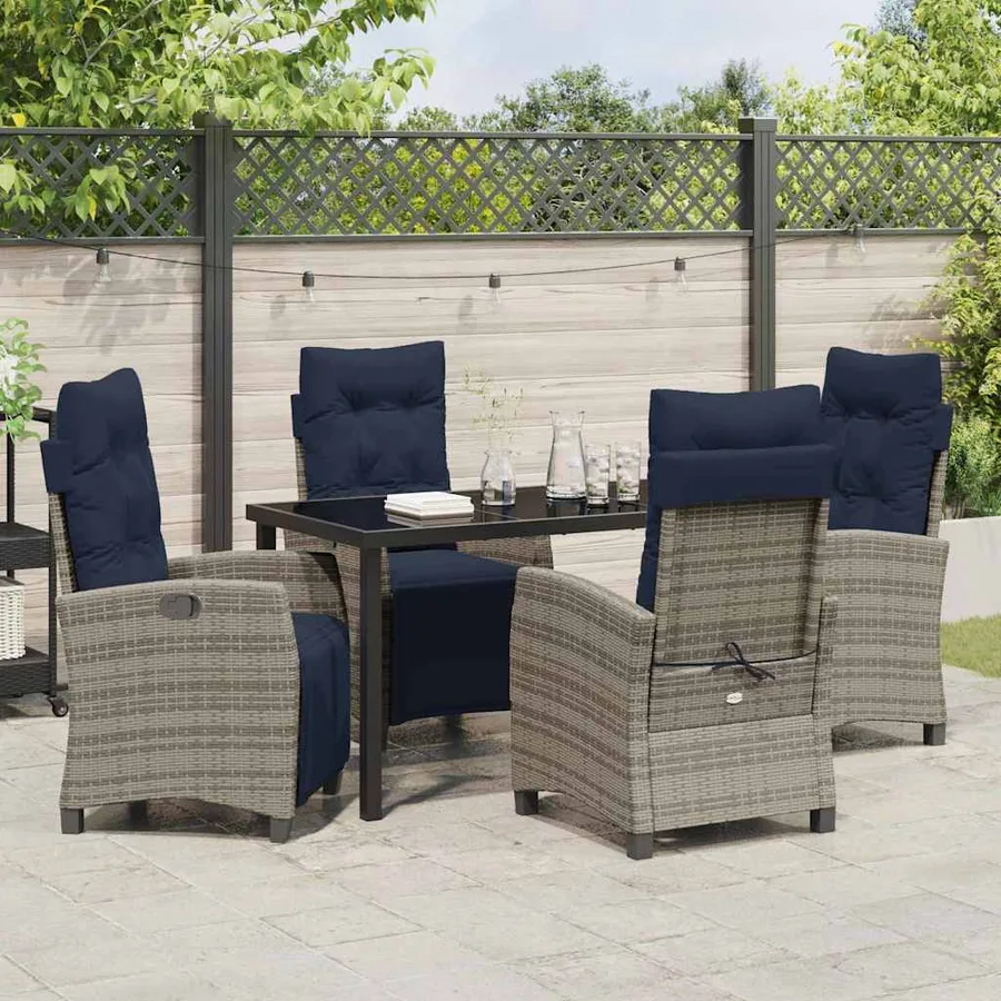 Ensemble de salle à manger pour jardin 5 pcs Gris polyrotin - 4