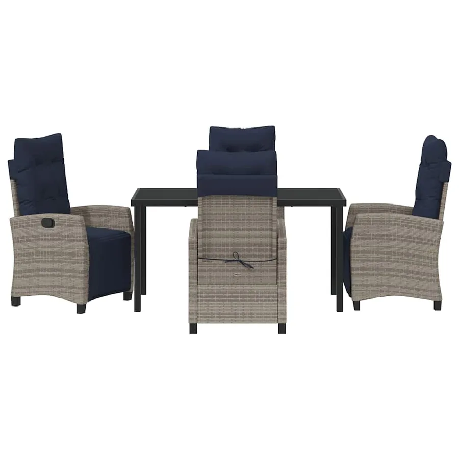 Ensemble de salle à manger pour jardin 5 pcs Gris polyrotin - 7
