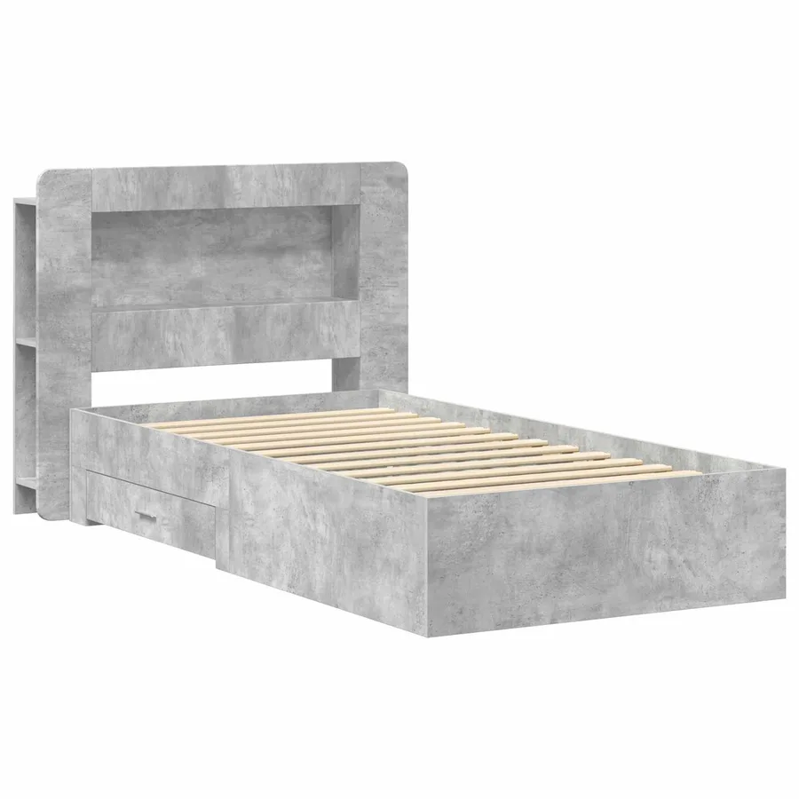 Cadre de lit avec rangement Gris béton 75 x 190 cm - 2