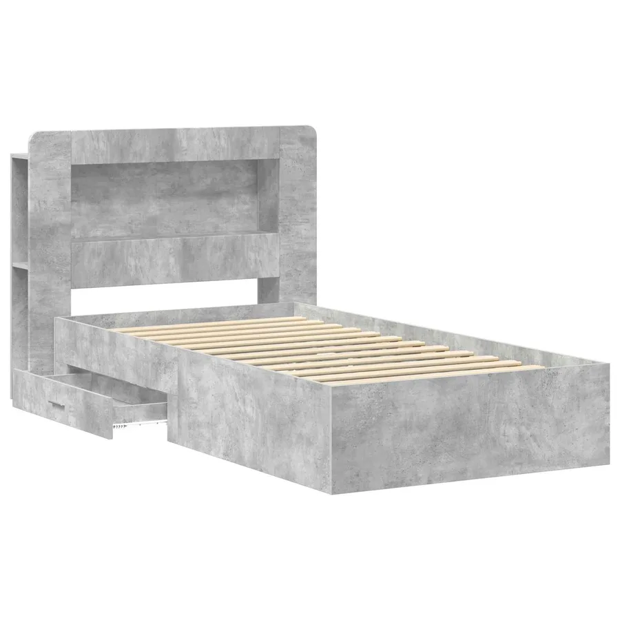Cadre de lit avec rangement Gris béton 75 x 190 cm - 3