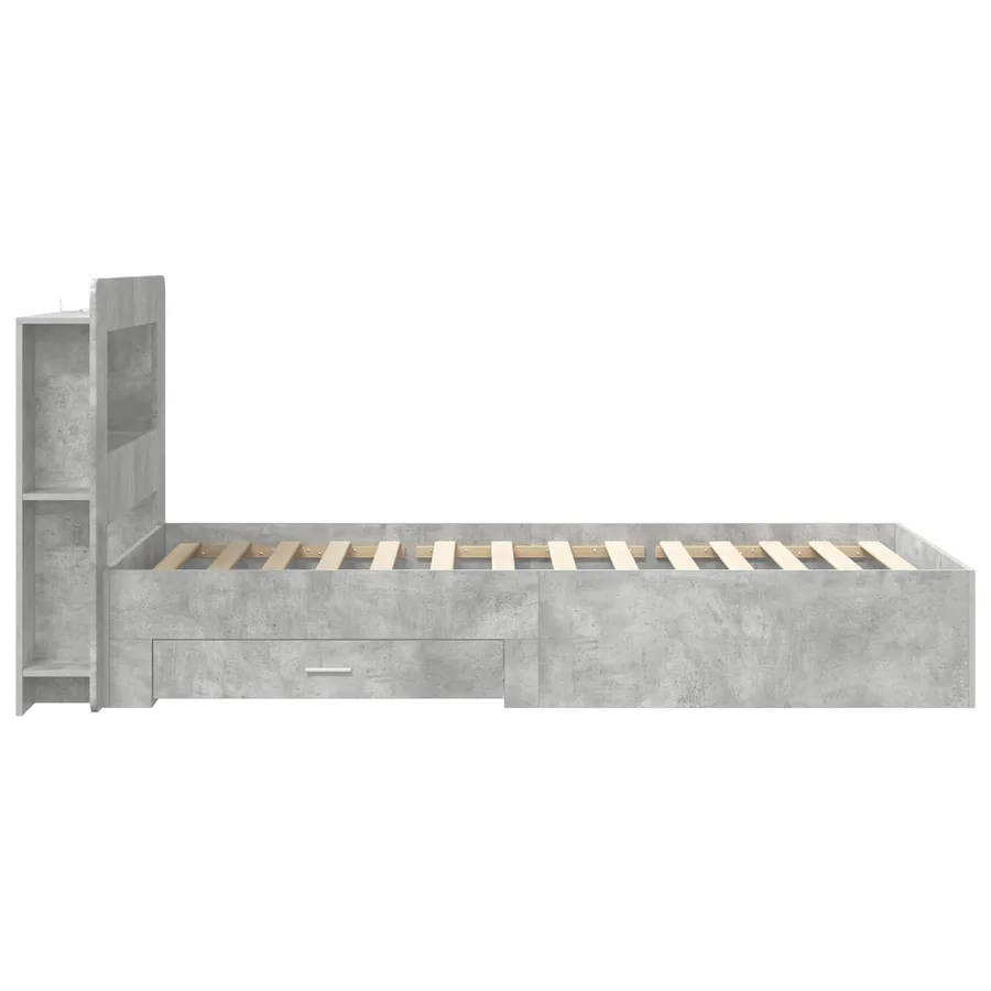 Cadre de lit avec rangement Gris béton 75 x 190 cm - 4