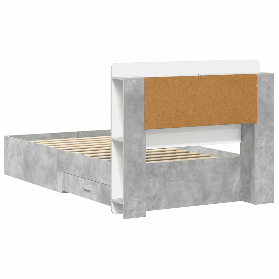 Cadre de lit avec rangement Gris béton 75 x 190 cm - 5