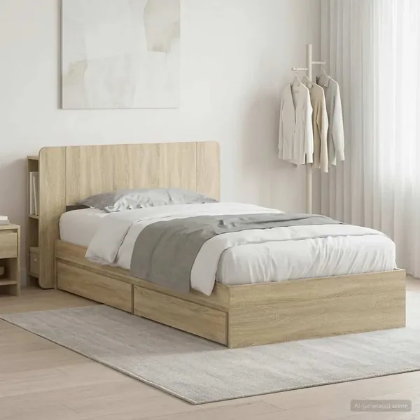 Cadre de lit avec rangement Chêne Sonoma 75 x 190 cm