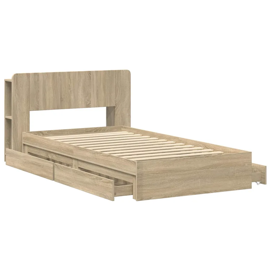 Cadre de lit avec rangement Chêne Sonoma 75 x 190 cm - 4