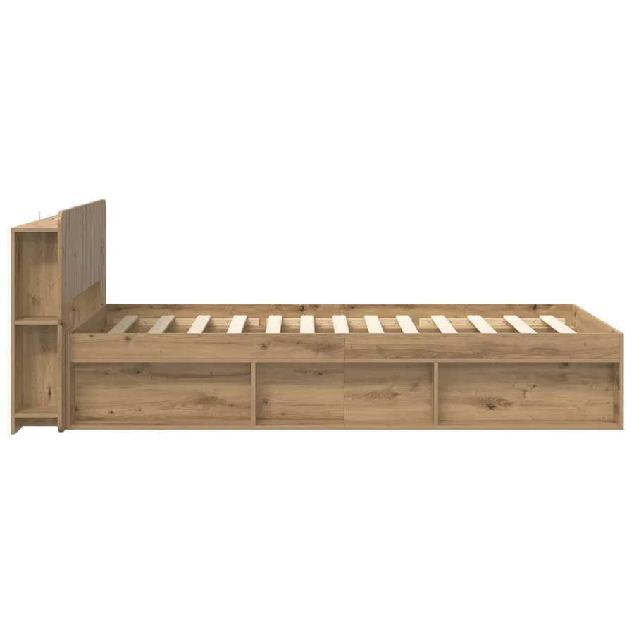 Cadre de lit avec rangement Chêne artisanal 75 x 190 cm - 4