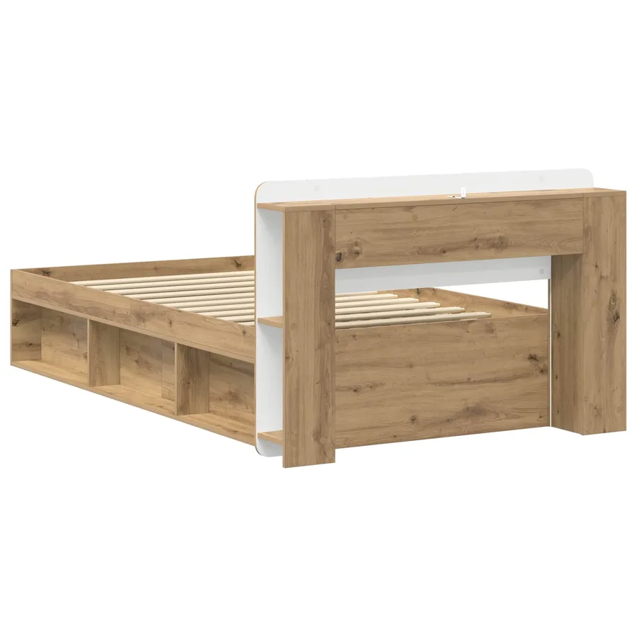 Cadre de lit avec rangement Chêne artisanal 75 x 190 cm - 5