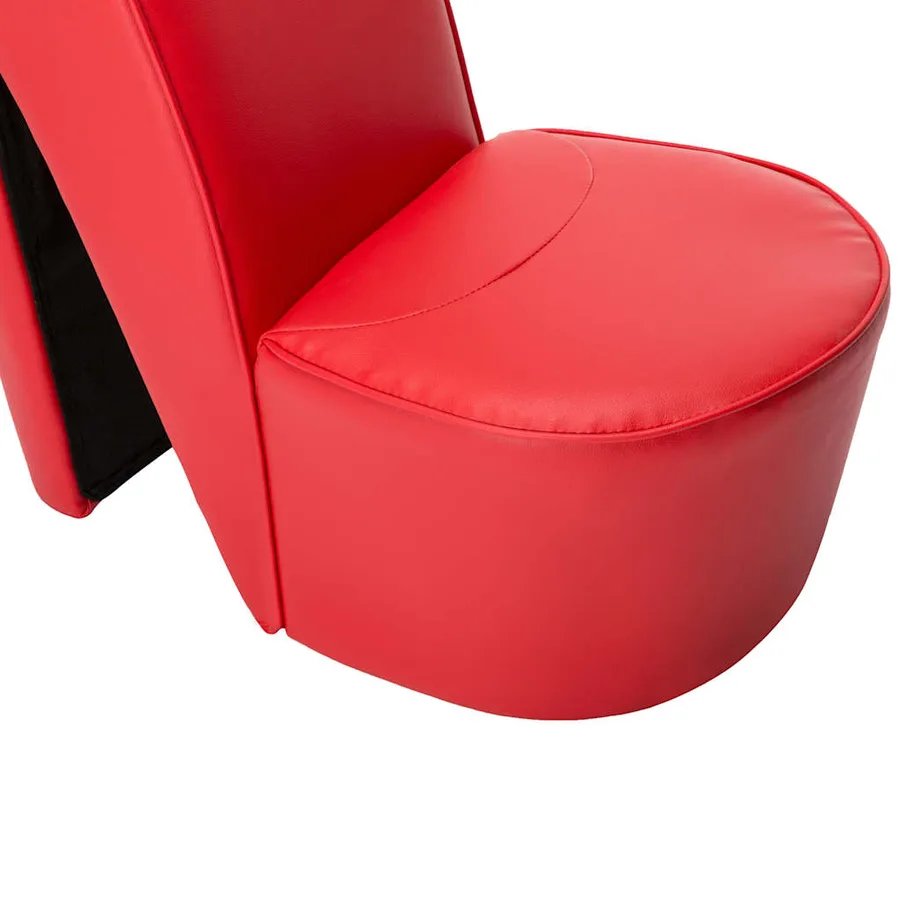 Chaise en forme de chaussure à talon haut Rouge Similicuir - 7