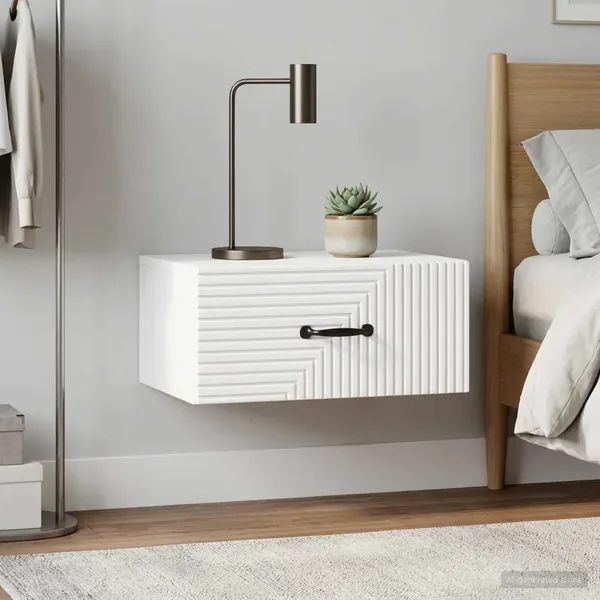 Cabinet de chevet mural 2 pcs Blanc brillant 49 x 34,5 x 20 cm
