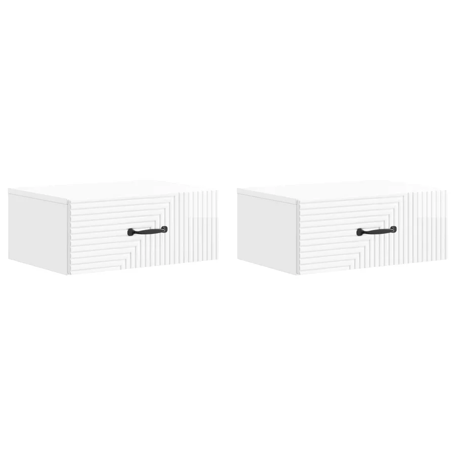 Cabinet de chevet mural 2 pcs Blanc brillant 49 x 34,5 x 20 cm - 2