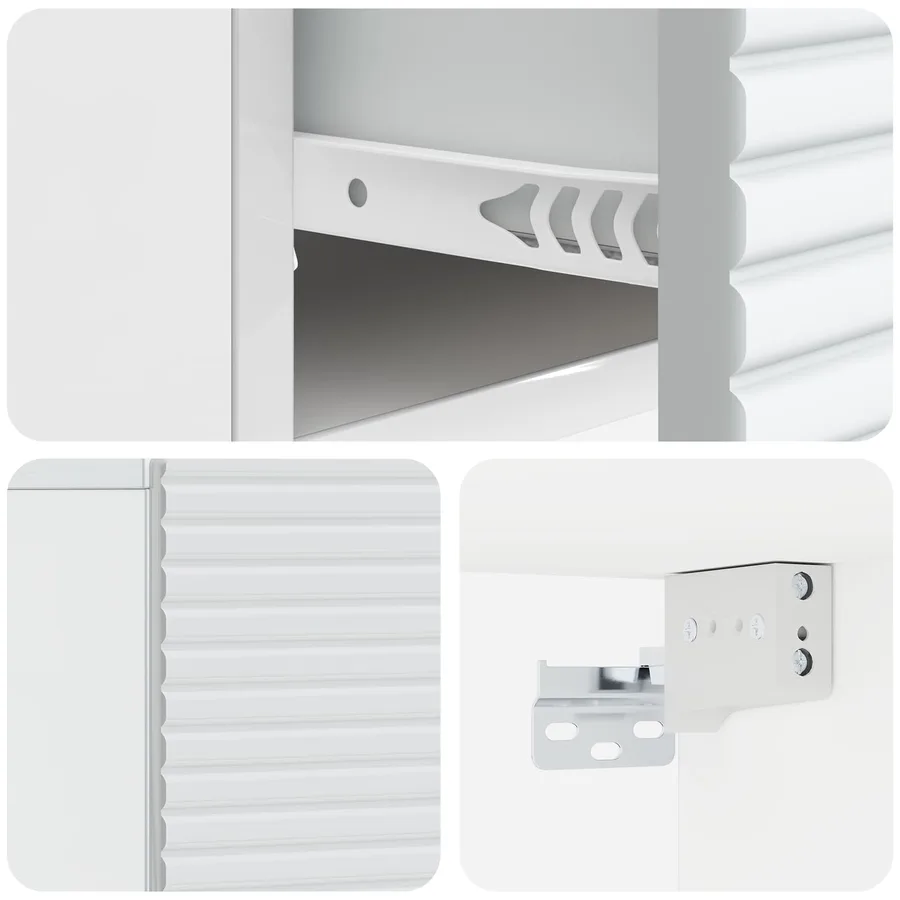 Cabinet de chevet mural 2 pcs Blanc brillant 49 x 34,5 x 20 cm - 8