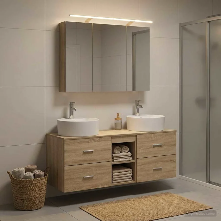 Ensemble de mobilier de salle de bain 4 pcs Chêne Sonoma