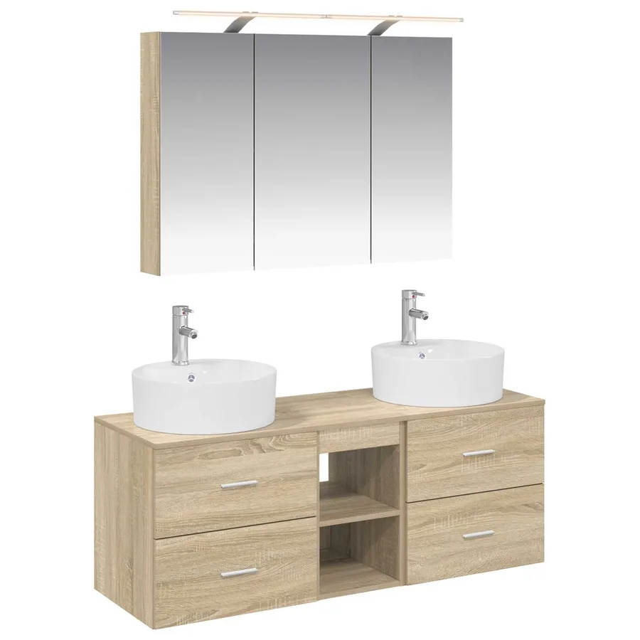 Ensemble de mobilier de salle de bain 4 pcs Chêne Sonoma - 2