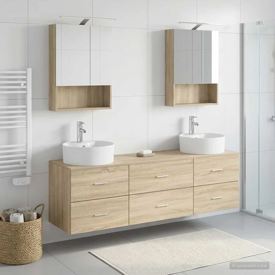 Ensemble de mobilier de salle de bain 5 pcs Chêne Sonoma