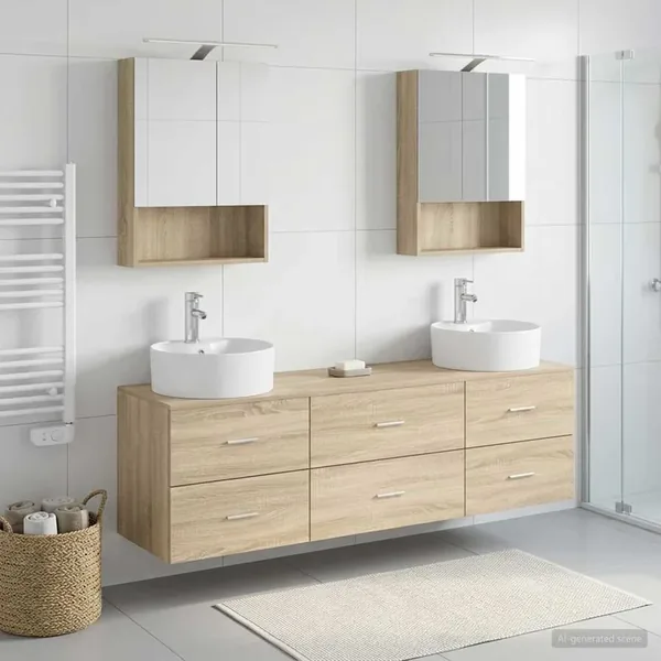 Ensemble de mobilier de salle de bain 5 pcs Chêne Sonoma