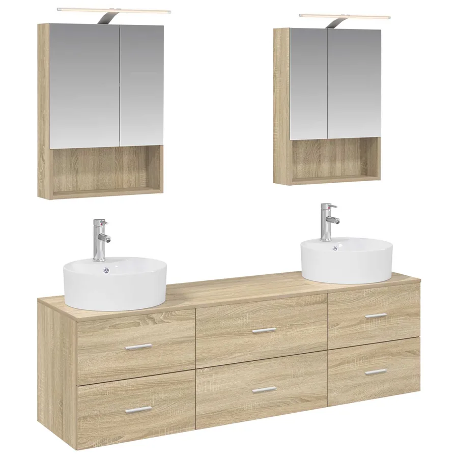 Ensemble de mobilier de salle de bain 5 pcs Chêne Sonoma - 2