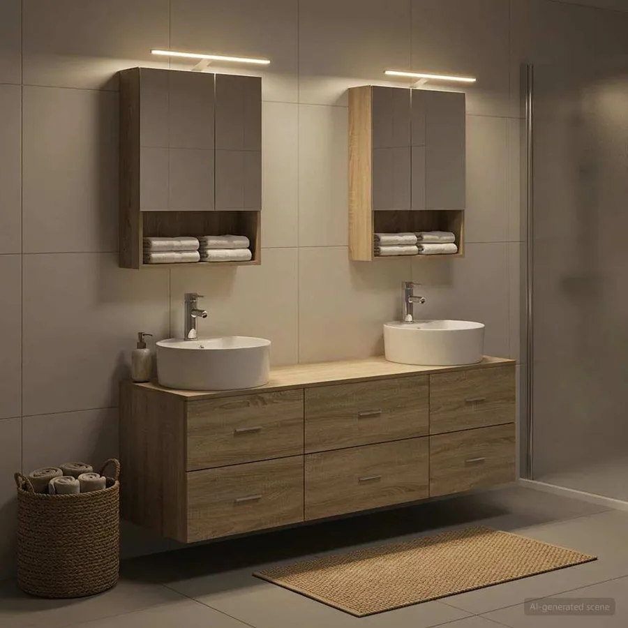 Ensemble de mobilier de salle de bain 5 pcs Chêne Sonoma - 4